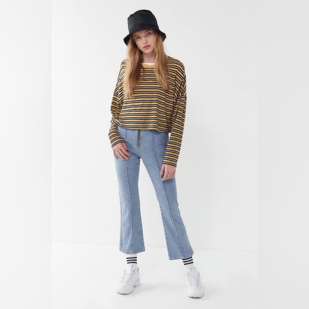 BDG Zip-Front Cropped Kick Cotton Flare Jeans